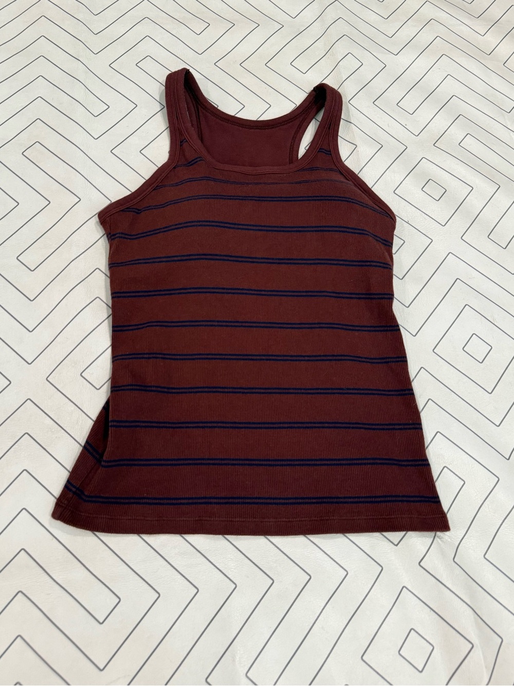 Uniqlo Ribbed Burgundy Striped Bra Tank Top